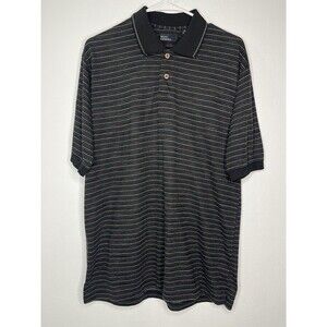 Vintage Marc Edwards Polo Mens Size M Short Sleeve Black Collared Button Up